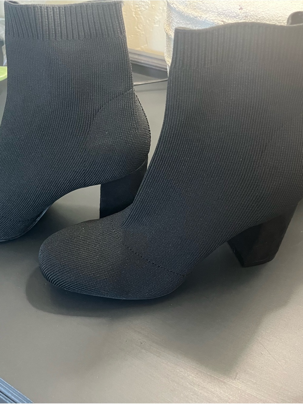 Black Knit Sock Ankle Boots - Women